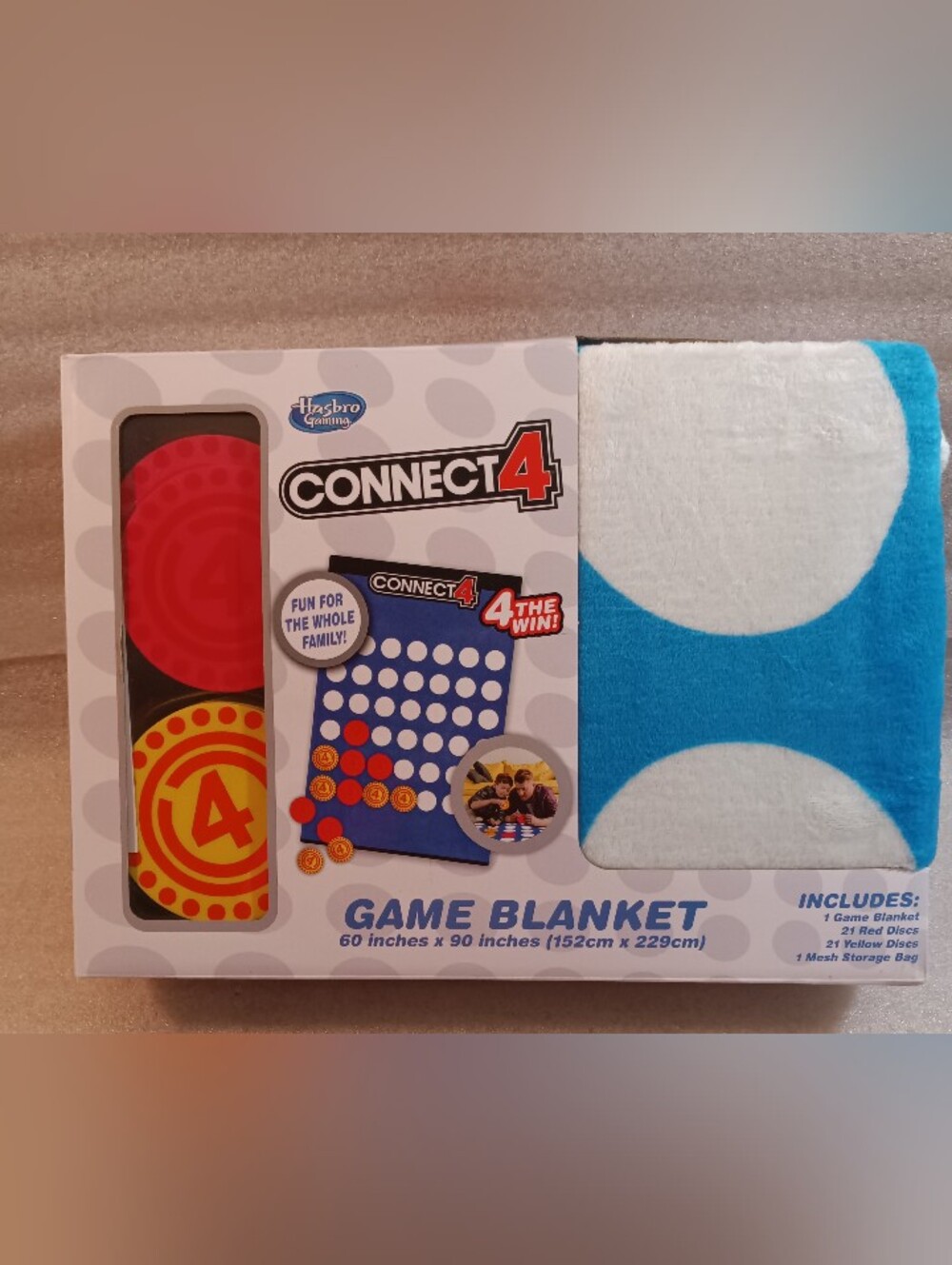 NEW Hasbro Connect 4 Family Game Blanket 60X90 With Storage Bag